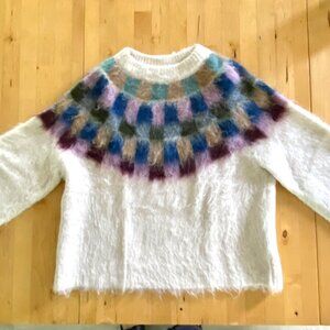 Madewell Alpaca Wool Sweater | Jewel Tone Yoke | Medium